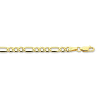 9ct Yellow Gold Silver Infused Flat Figaro Necklace 60cm Necklaces Bevilles 