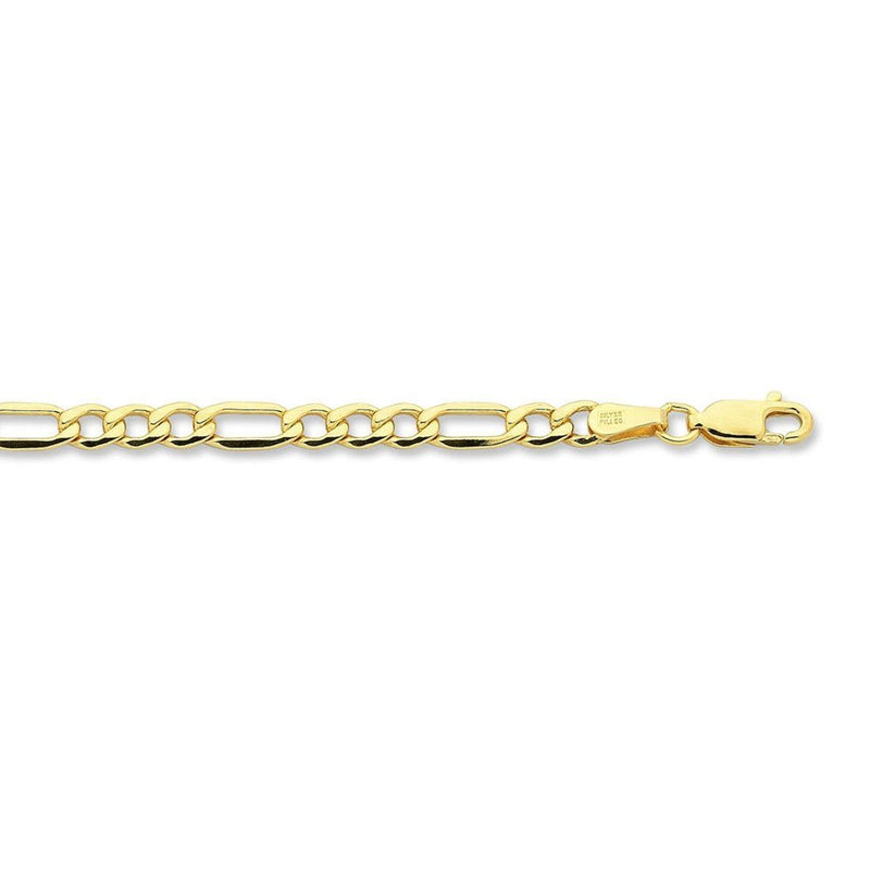9ct Yellow Gold Silver Infused Flat Figaro Necklace 60cm Necklaces Bevilles 