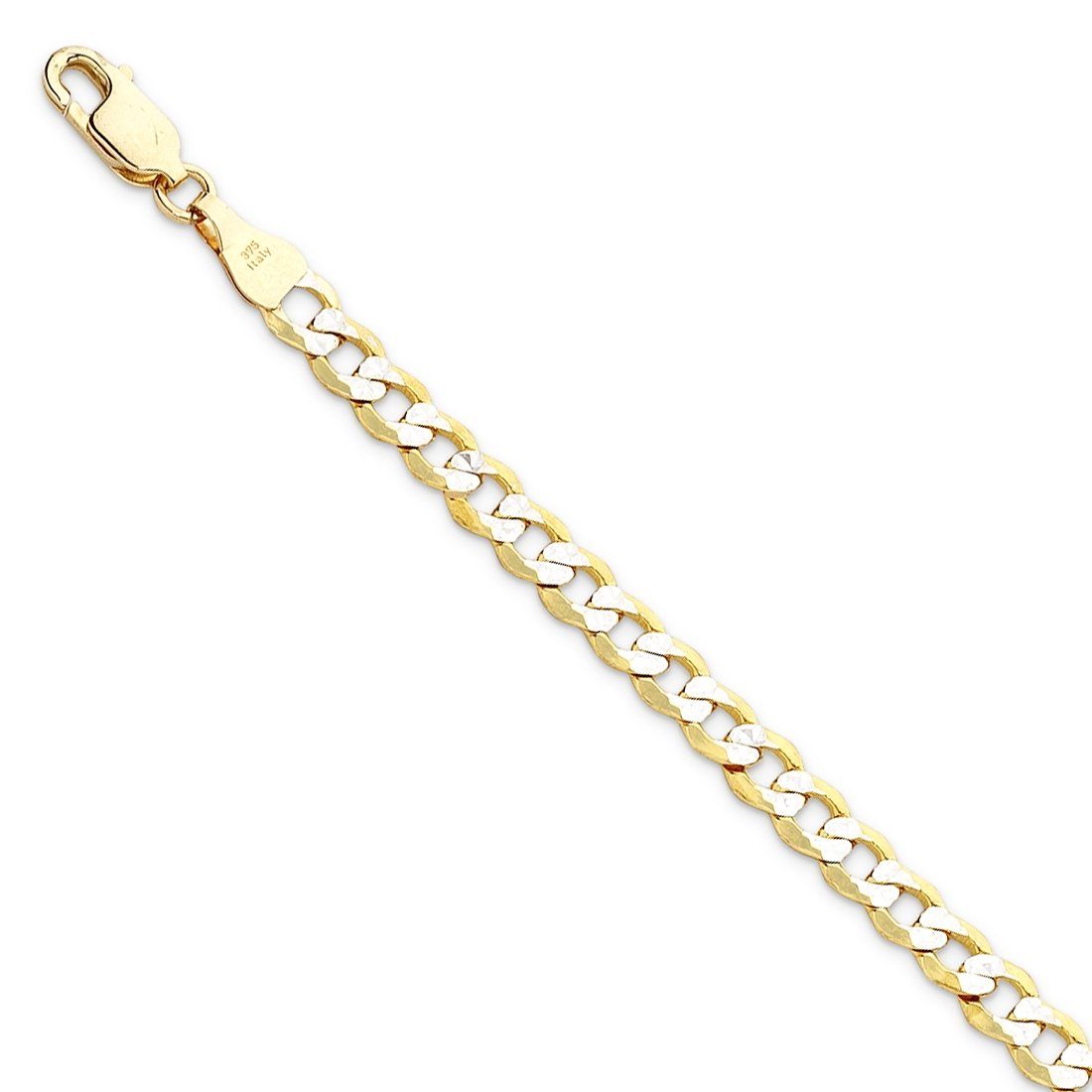9ct Yellow Gold Two Tone Silver Infused Curb Necklace 50cm Necklaces Bevilles 