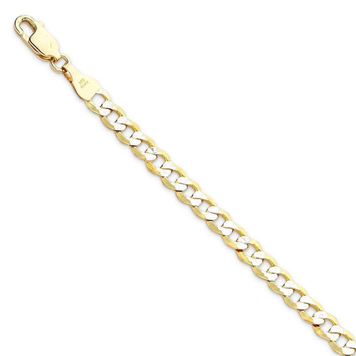 9ct Yellow Gold Two Tone Silver Infused Curb Necklace 45cm Necklaces Bevilles 