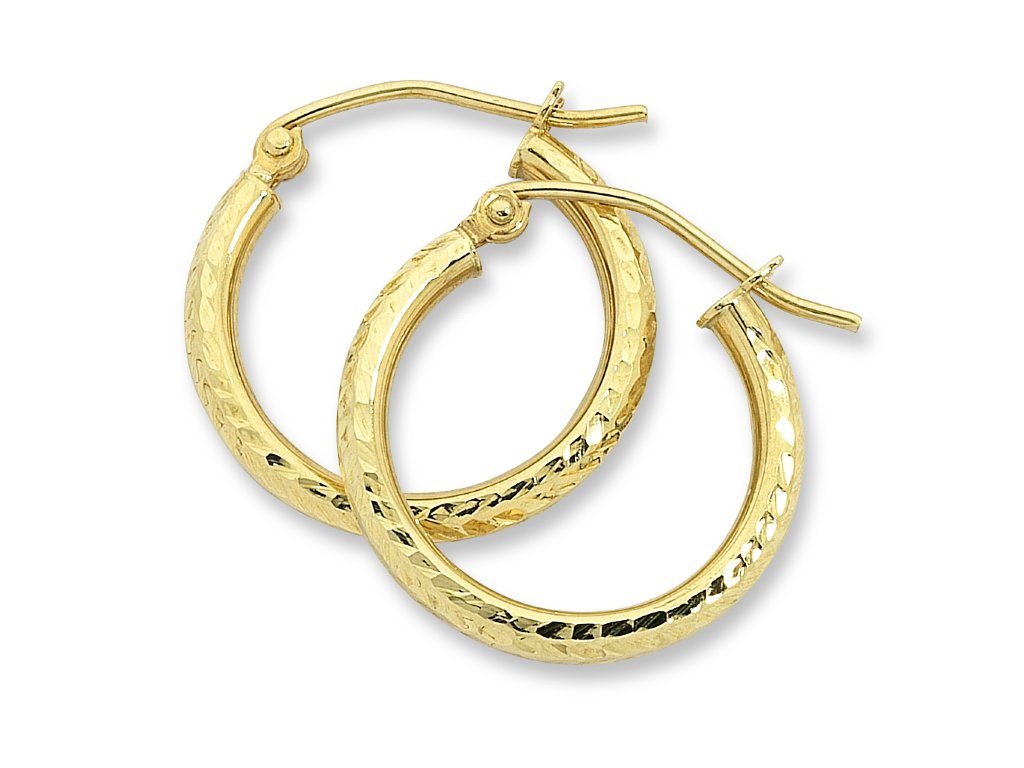 9ct Yellow Gold Silver Infused Hoop Earrings Earrings Bevilles 