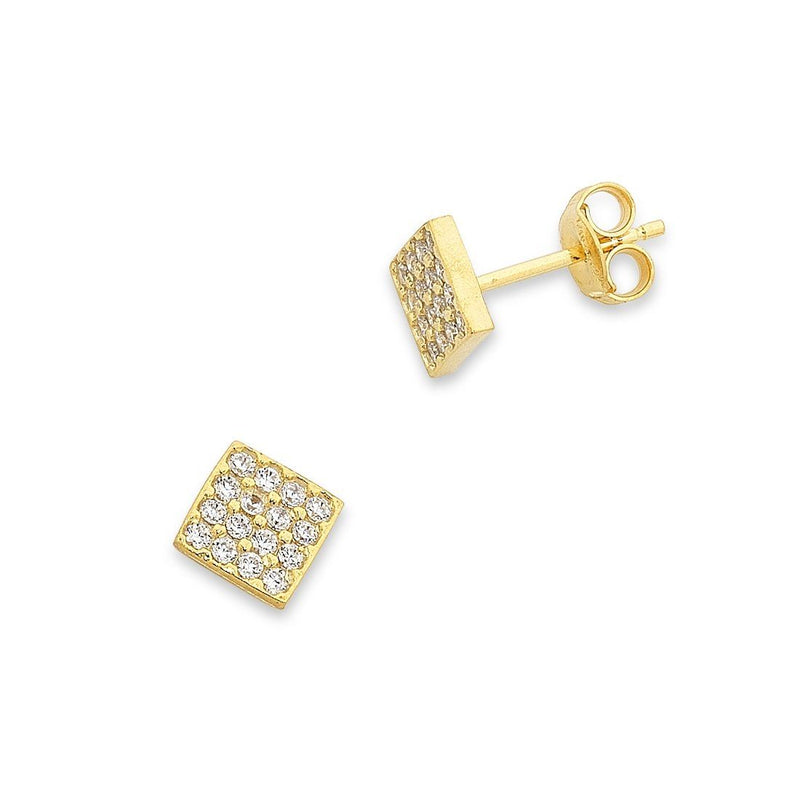 9ct Yellow Gold Silver Infused 5mm Cubic Zirconia Stud Earrings Earrings Bevilles 