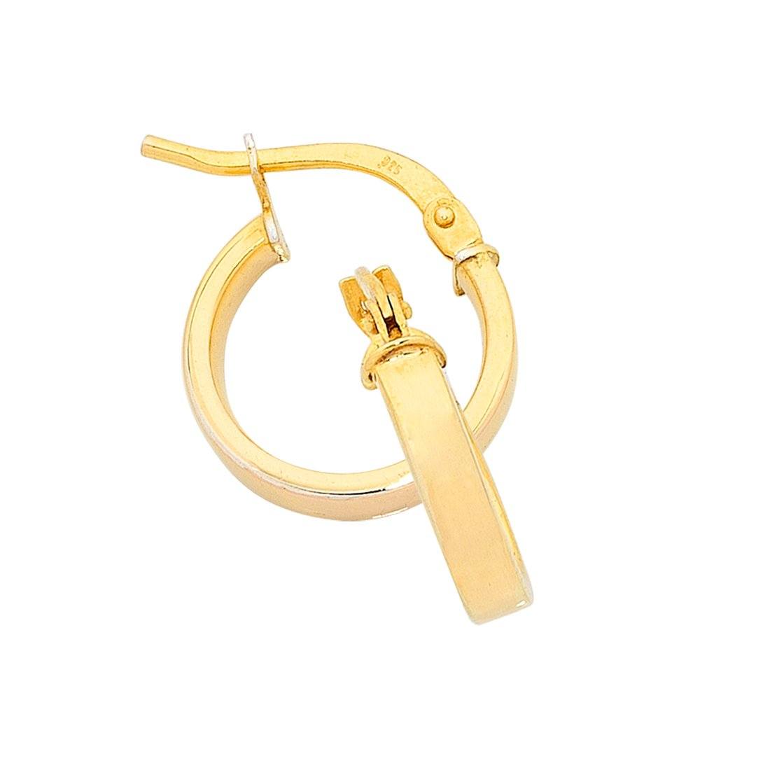 9ct Yellow Gold Silver Infused Plain Square Hoop Earrings Earrings Bevilles 