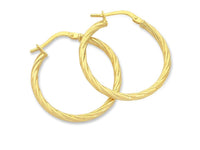 9ct Yellow Gold Silver Infused Hoop Earrings Earrings Bevilles 
