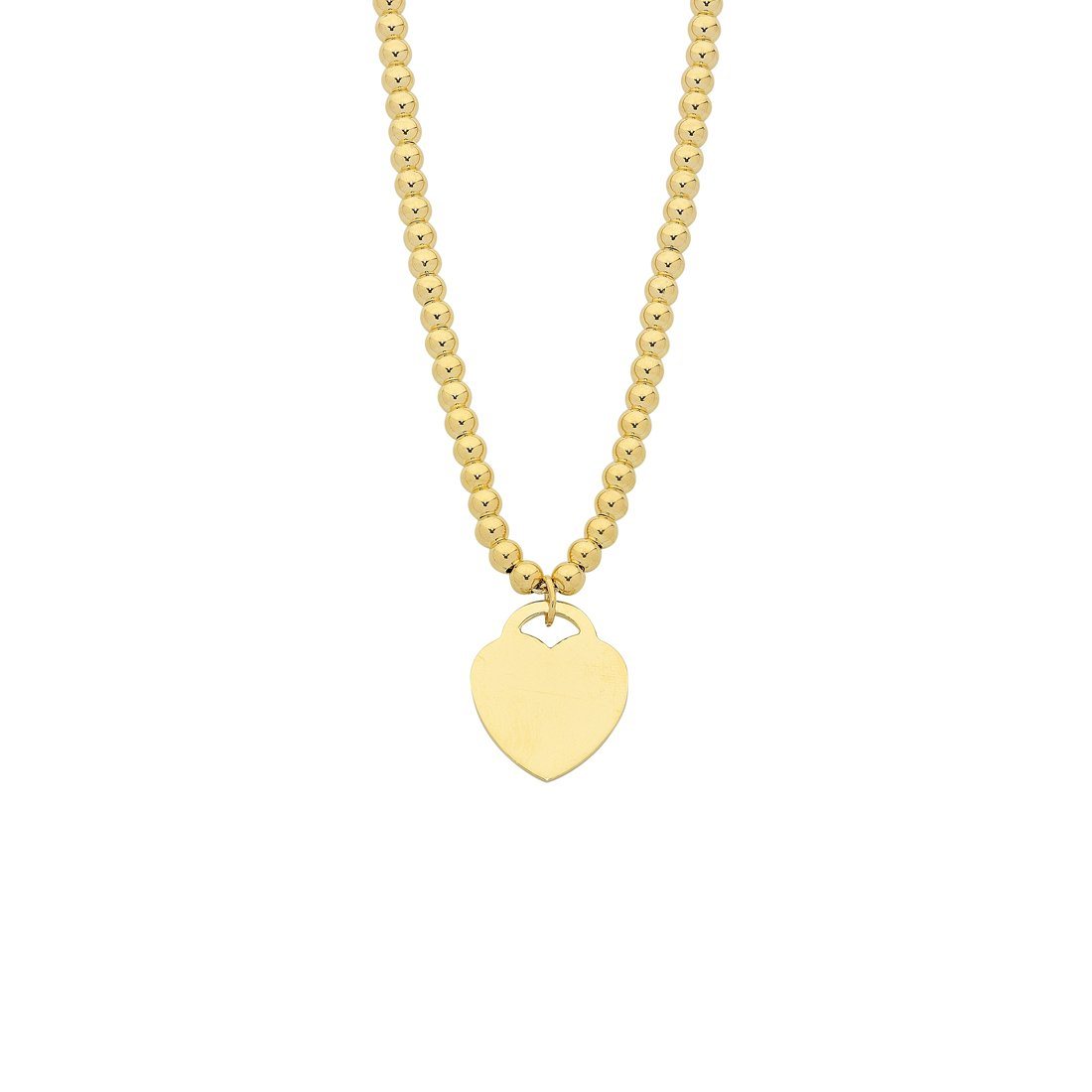 9ct Yellow Gold Silver Infused Heart Charm Necklace Necklaces Bevilles 