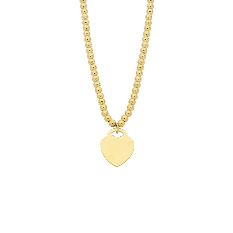 9ct Yellow Gold Silver Infused Heart Charm Necklace Necklaces Bevilles 