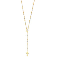 9ct Two Tone Gold Silver Infused Rosary Bead Necklace Necklaces Bevilles 