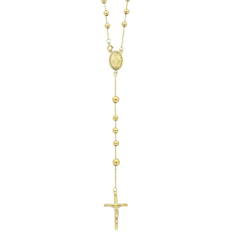9ct Yellow Gold Silver Infused Rosary Beads Crucifix Cross Necklace Necklaces Bevilles 