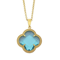 9ct Yellow Gold 4 Leaf Clover Blue Centre Stone Necklace Necklaces Bevilles 