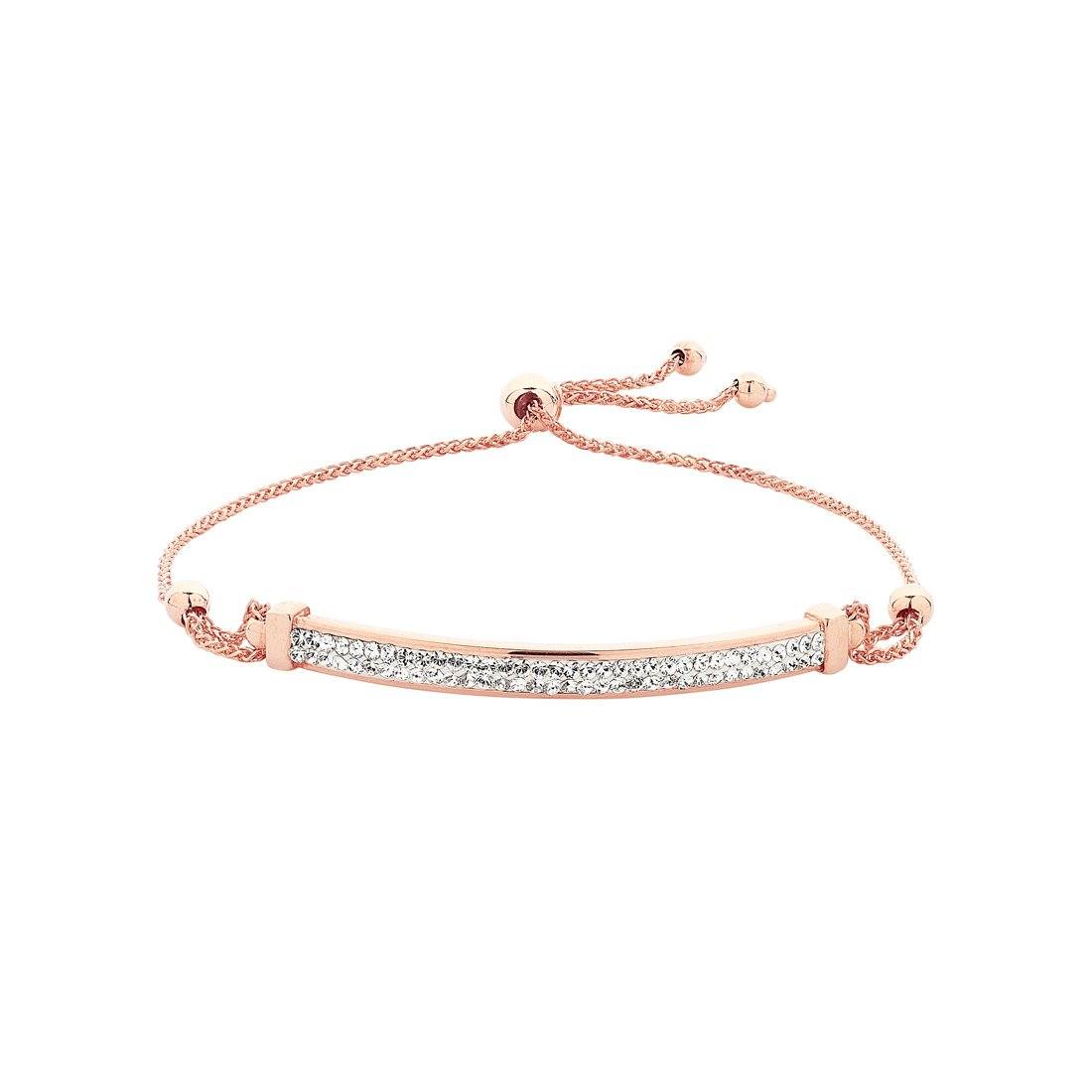 9ct Rose Gold Silver Infused Crystal ID Bracelet Bracelets Bevilles 