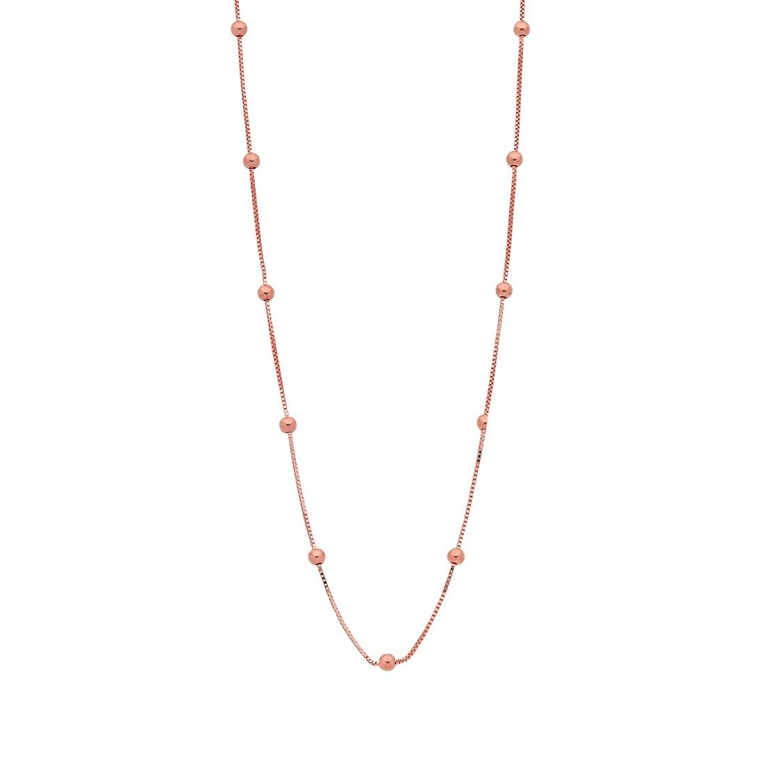 9kt Rose Gold Silver Infused Chain And Ball Necklace 45cm