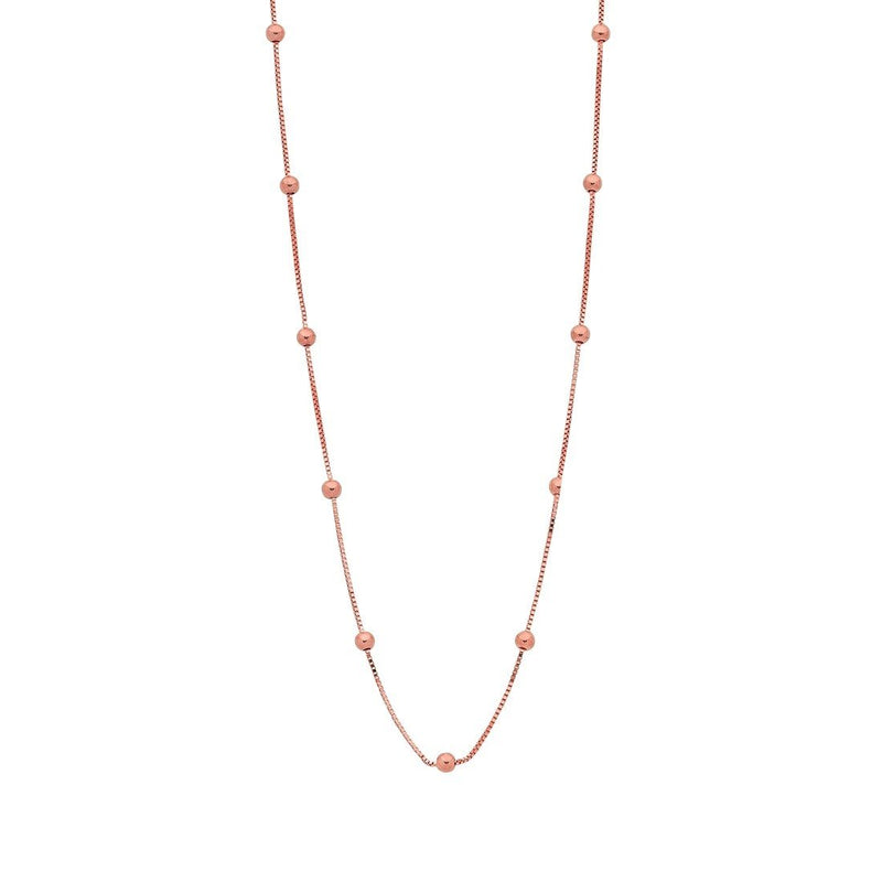 9ct Rose Gold Silver Infused Chain And Ball Necklace 45cm Necklaces Bevilles 