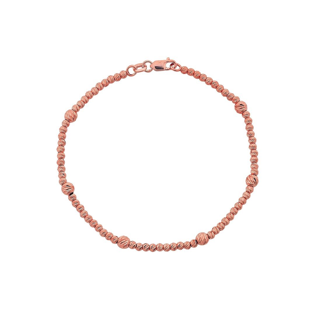 9ct Rose Gold Silver Infused Round Ball Bracelet Bracelets Bevilles 
