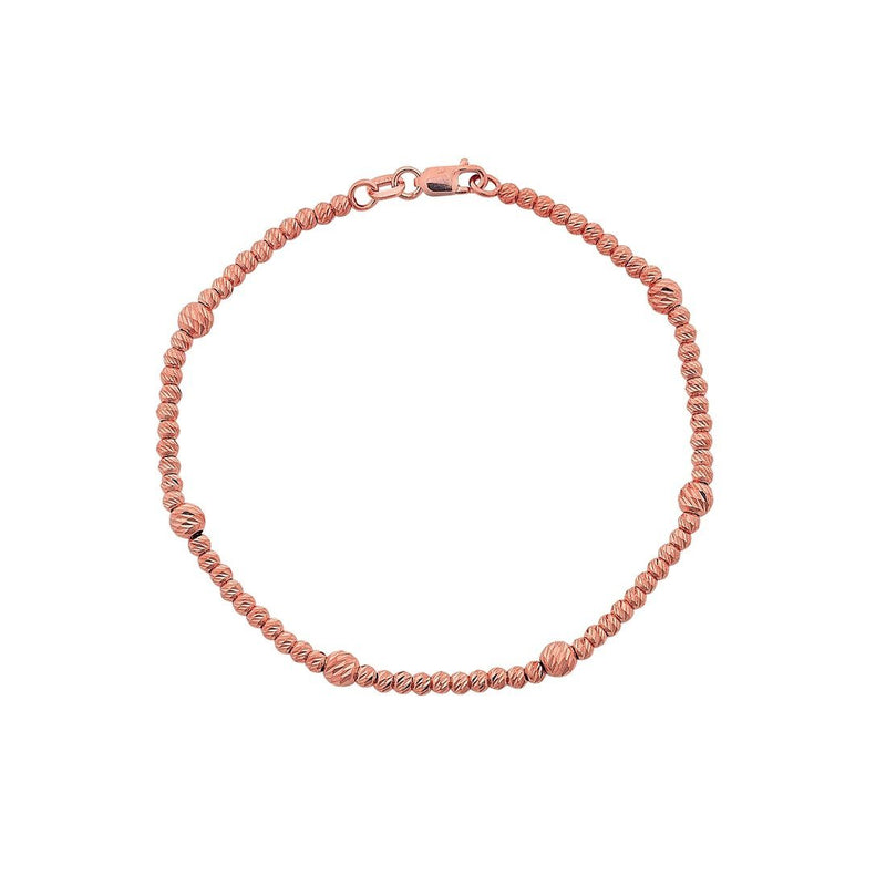 9ct Rose Gold Silver Infused Round Ball Bracelet Bracelets Bevilles 