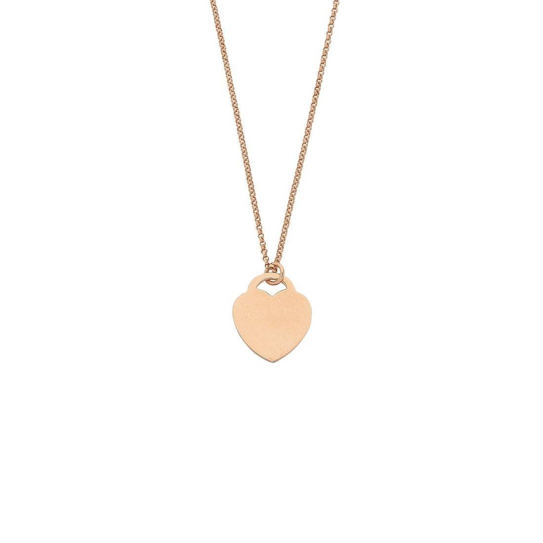 9ct Rose Gold Silver Infused Flat Heart Necklace Necklaces Bevilles 
