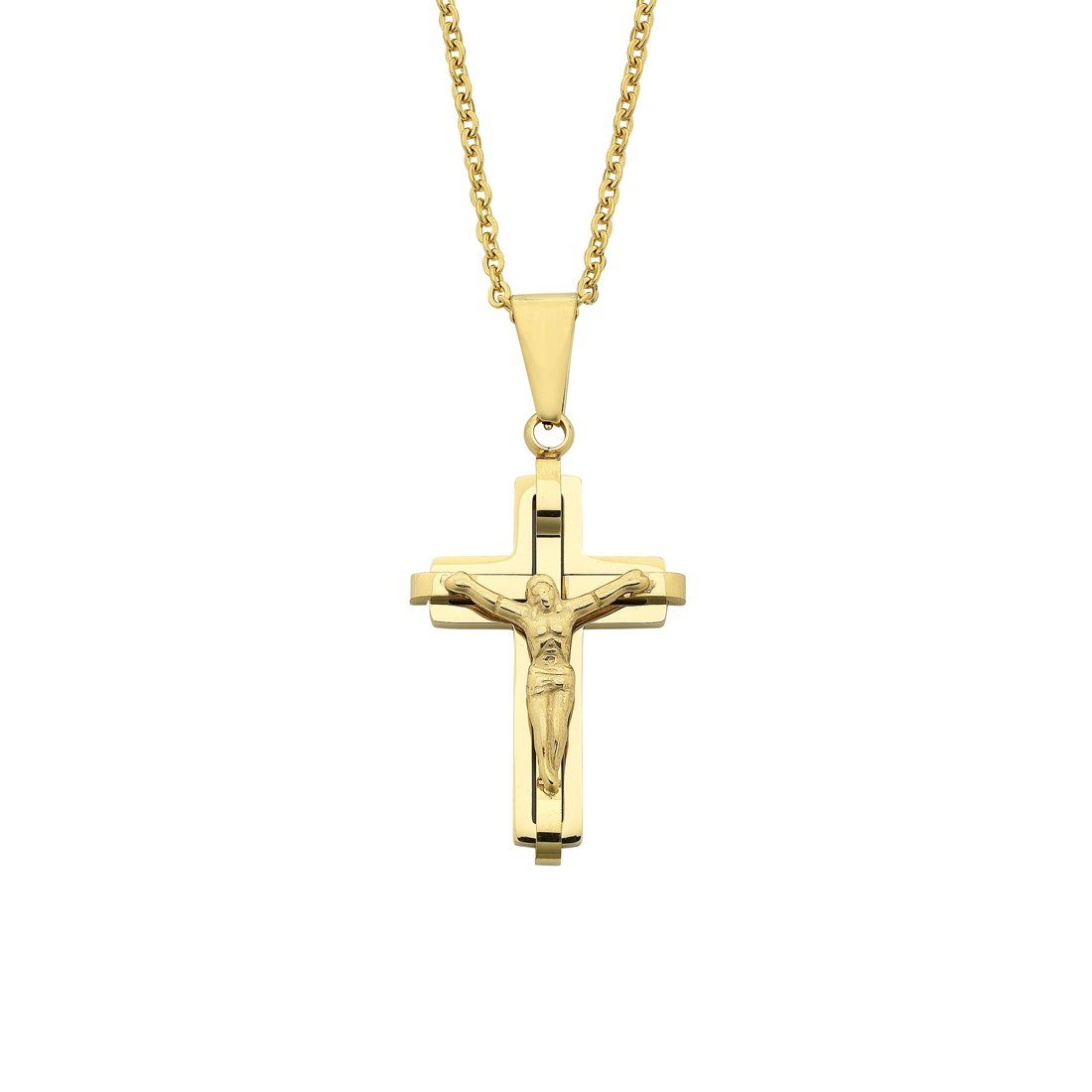 Yellow Stainless Steel Cross Necklace Necklaces Bevilles 