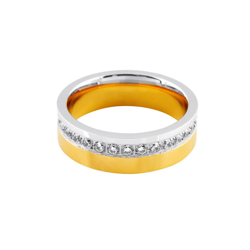 Stainless Steel Cubic Zirconia Channel Two Tone Mens Ring Rings Bevilles 