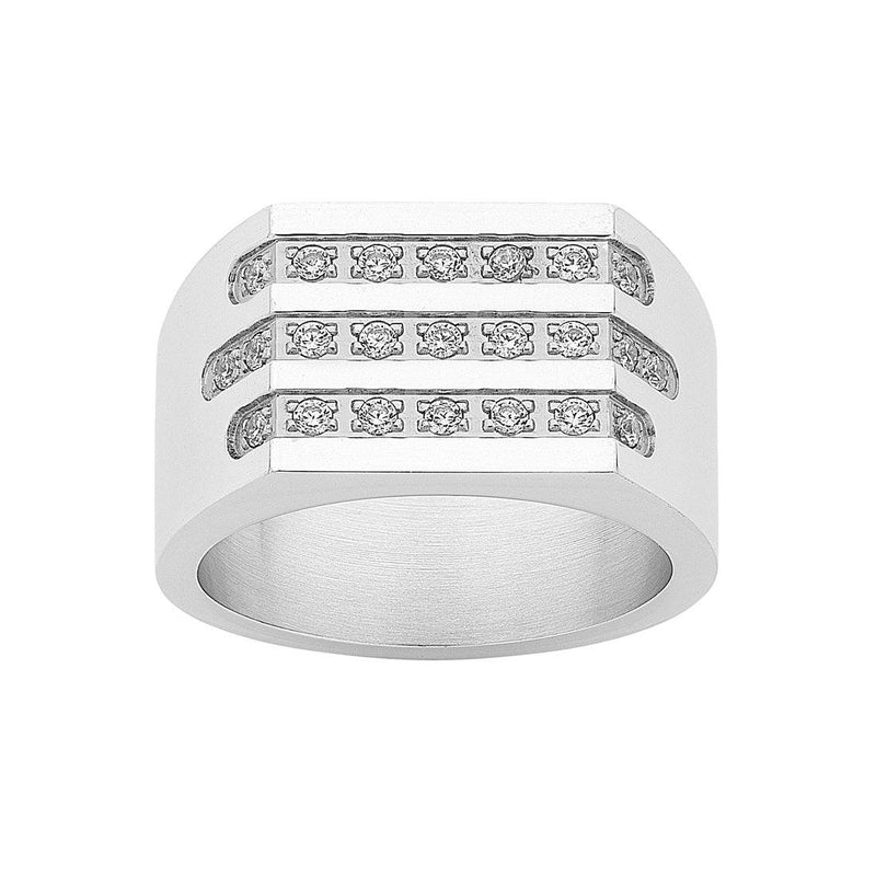 Stainless Steel Crystal Mens Ring Rings Bevilles 