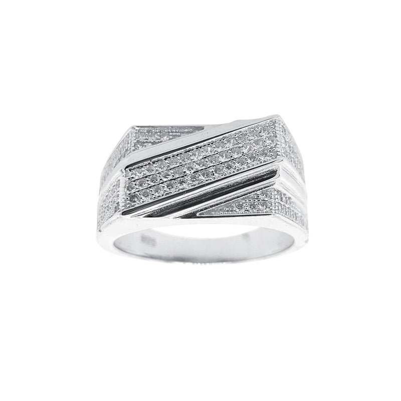 Men's Sterling Silver Cubic Zirconia Ring Rings Bevilles 