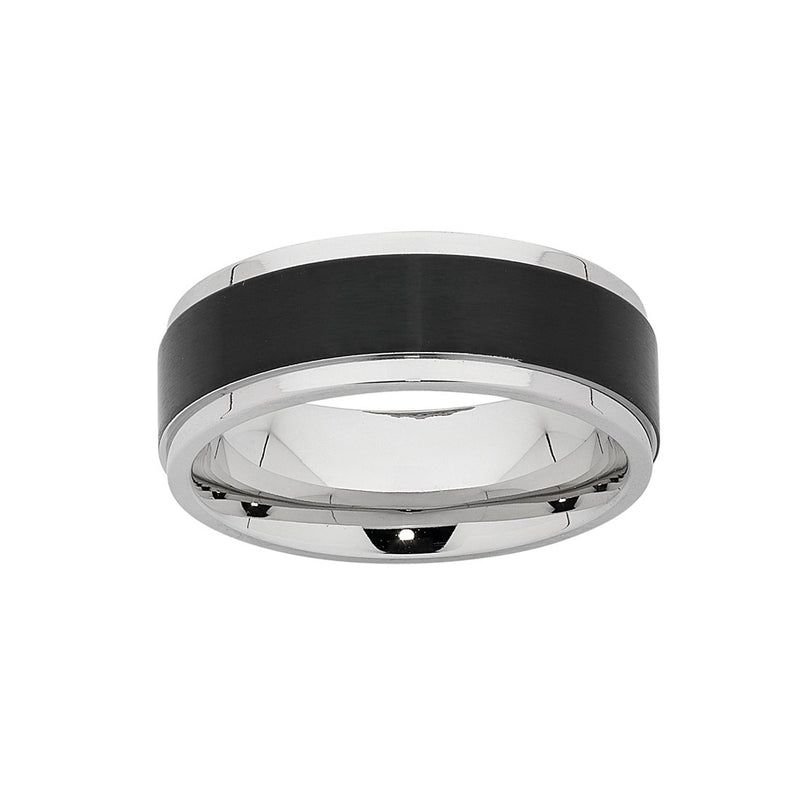 Stainless Steel Black Plating Shiny Mens Ring Rings Bevilles 