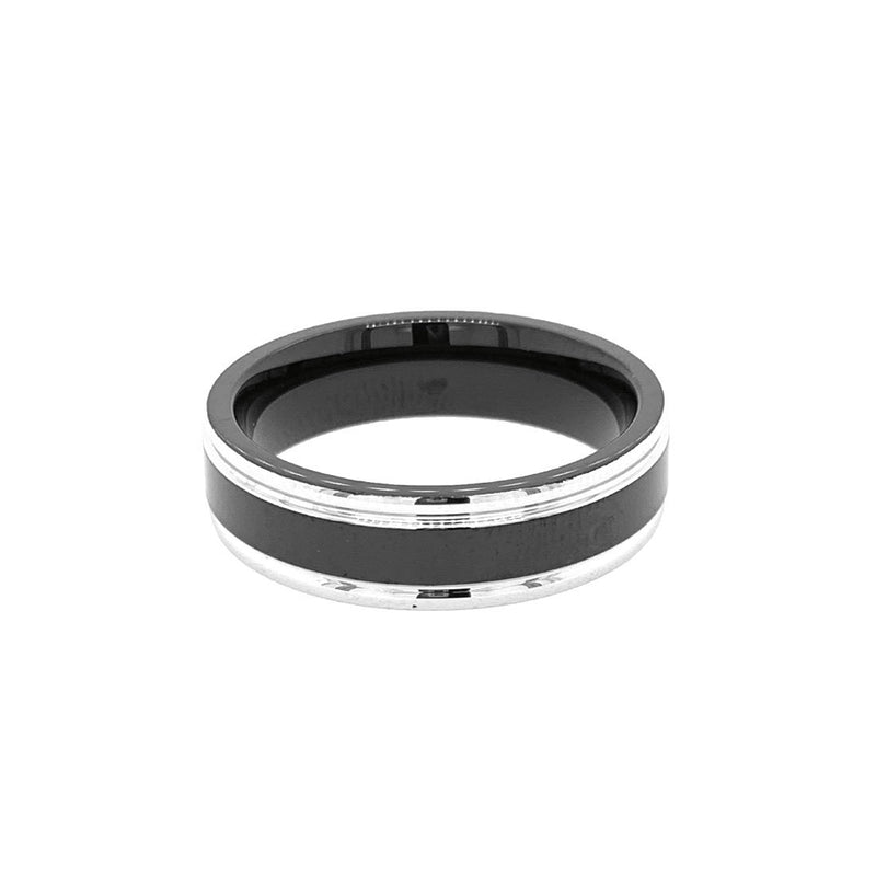 Stainless Steel Black Plating Steel Sides Ring Rings Bevilles 