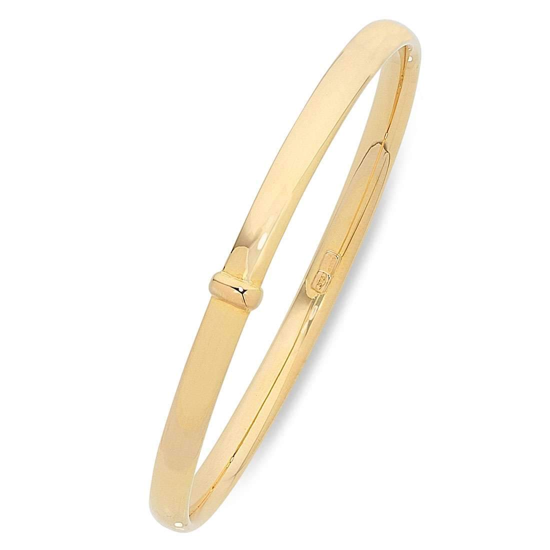 9ct Yellow Gold Silver Infused 1/2 Round Bangle 6mm x 68mm Bangles Bevilles 