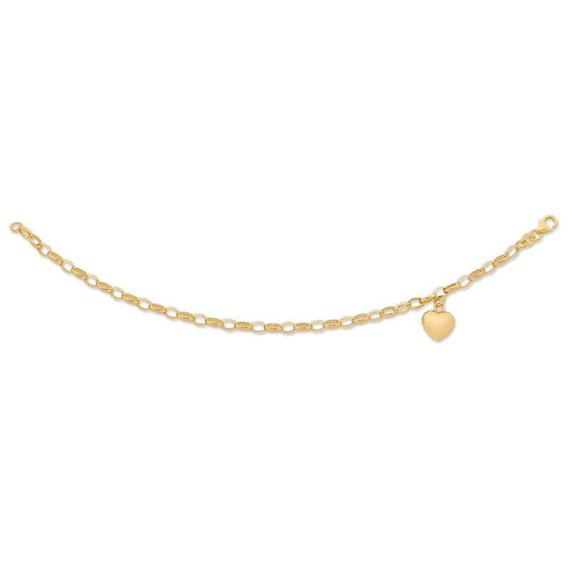 9ct Yellow Gold Belcher Bracelet With Heart 19cm Bracelets Bevilles 
