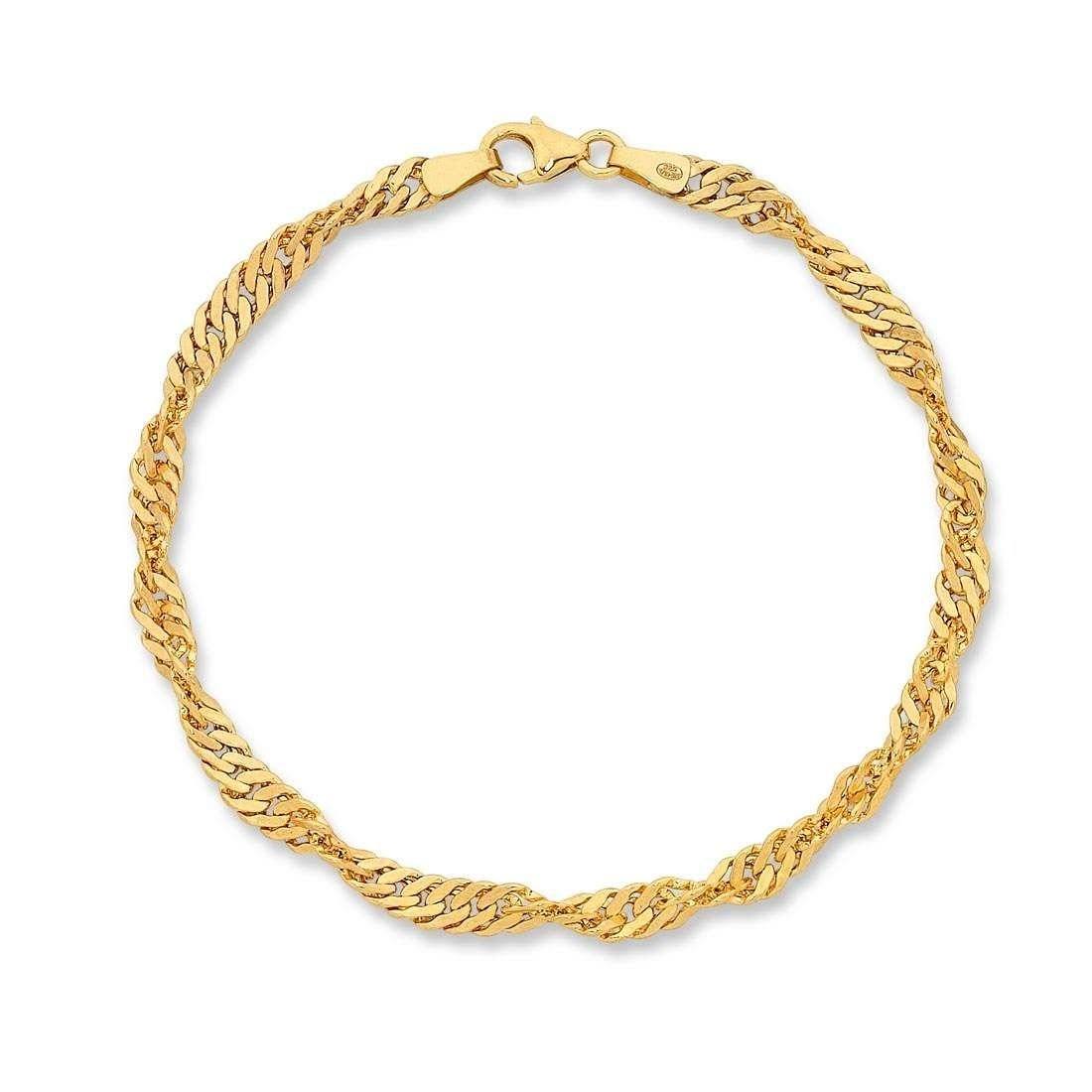 9ct Yellow Gold Singapore Twist Bracelet 19cm Bracelets Bevilles 