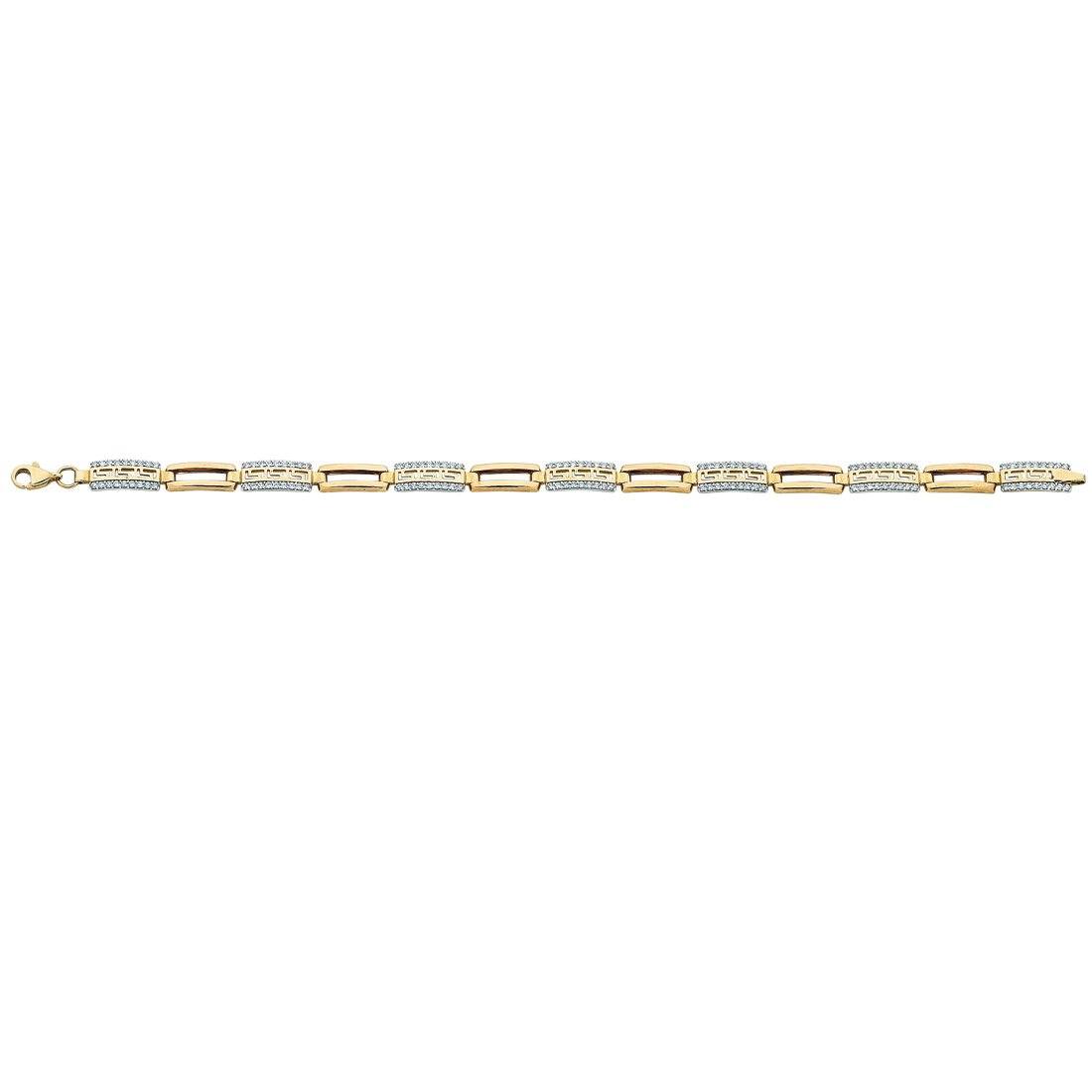 9ct Yellow Gold Cubic Zirconia and Aztec Pattern Bracelet Bracelets Bevilles 