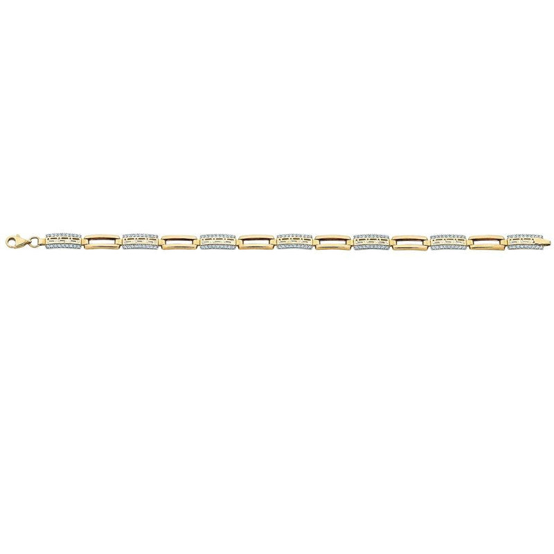 9ct Yellow Gold Cubic Zirconia and Aztec Pattern Bracelet Bracelets Bevilles 