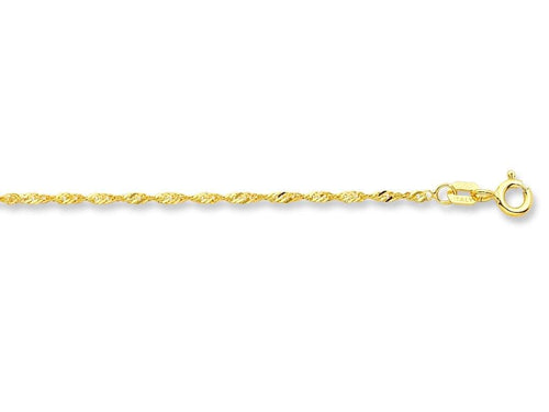 9ct Yellow Gold Singapore Chain Necklace 40cm Necklaces Bevilles 