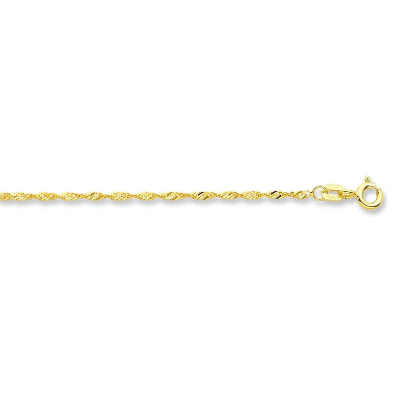 9ct Yellow Gold Singapore Chain Necklace 60cm Necklaces Bevilles 