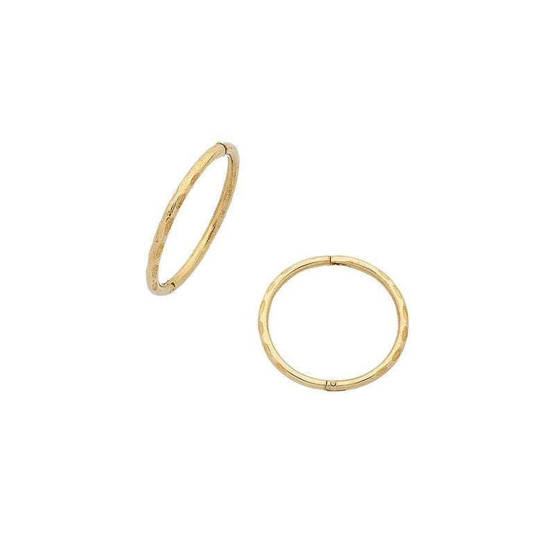 9ct Yellow Gold Diamond Cut Hinged Sleeper Earrings Bevilles 