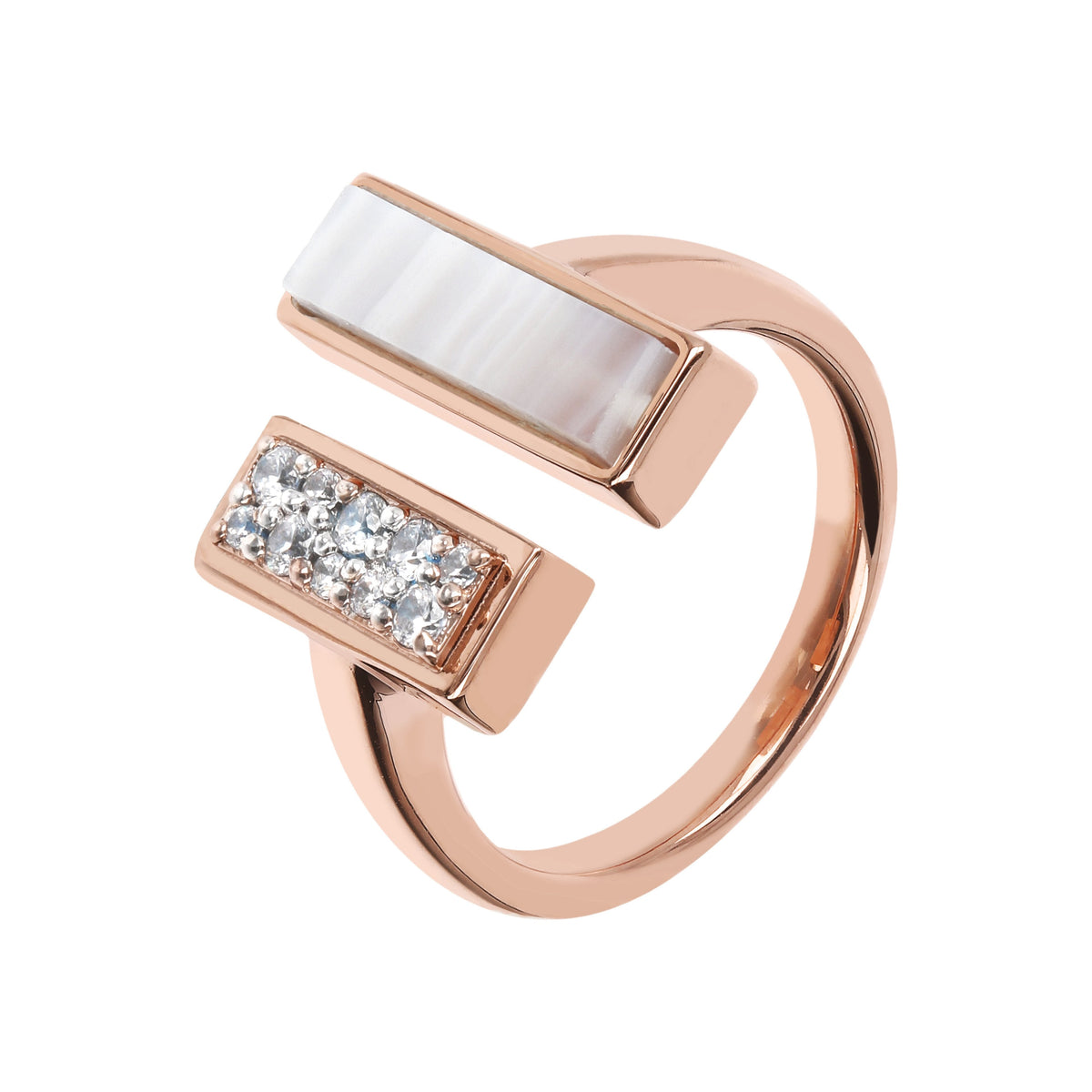 Bronzallure Cubic Zirconia and Carré Stone Ring Rings Bronzallure 
