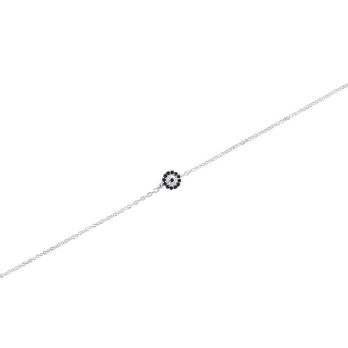 Sterling Silver White and Blue Cubic Zirconia Evil Eye Anklet Anklet Bevilles 