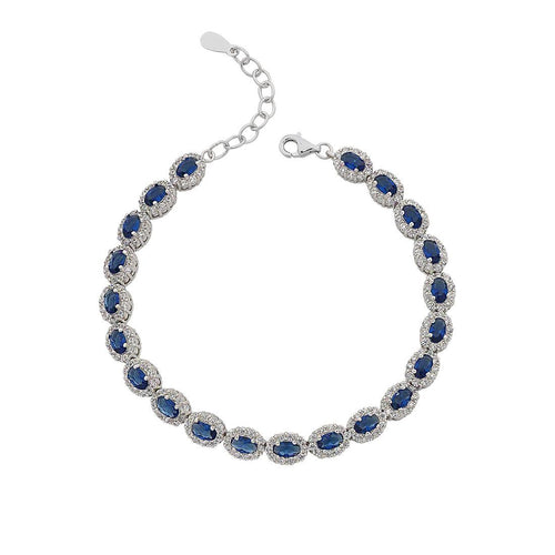 Sterling Silver Blue Cubic Zirconia Bracelet Bracelets Bevilles 