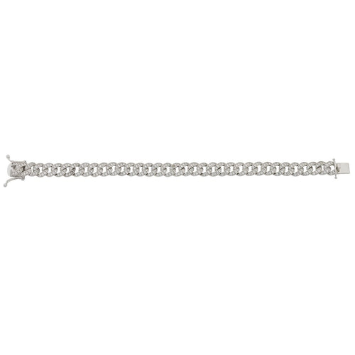 Sterling Silver Cubic Zirconia Pave Set Curb Link Bracelet Bracelets Bevilles 