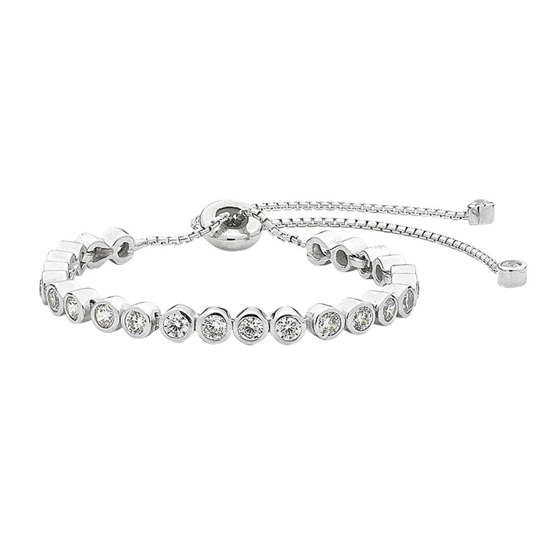 Sterling Silver Cubic Zirconia Bezel Set Tennis Bracelet Bracelets Bevilles 