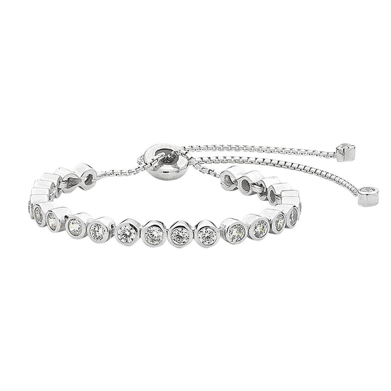 Sterling Silver Cubic Zirconia Bezel Set Tennis Bracelet Bracelets Bevilles 