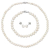 Sterling Silver White Freshwater Pearl Necklace, Bracelet and Earring Set Necklaces Bevilles 