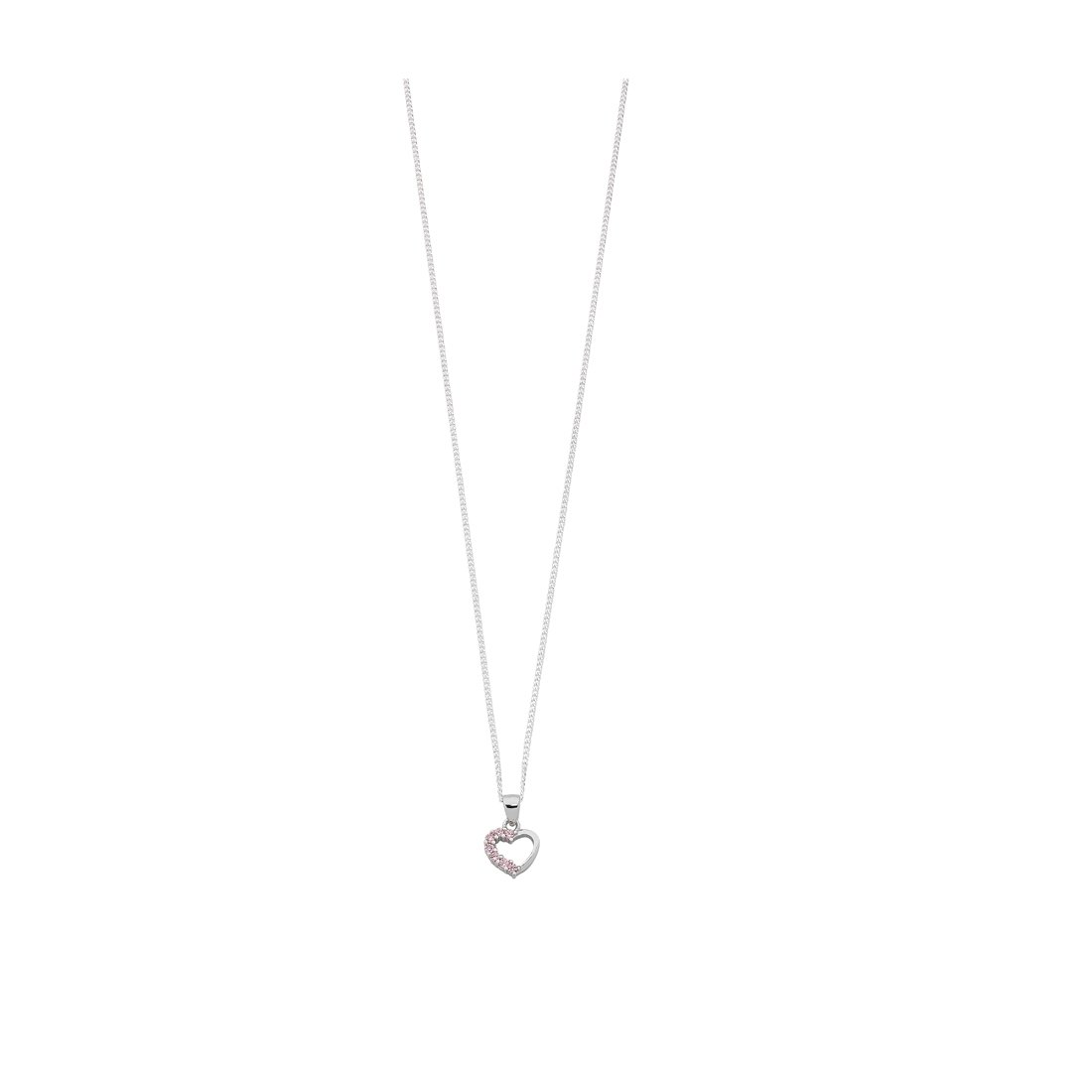 Sterling Silver Pink Cubic Zirconia Heart Necklace Necklaces Bevilles 