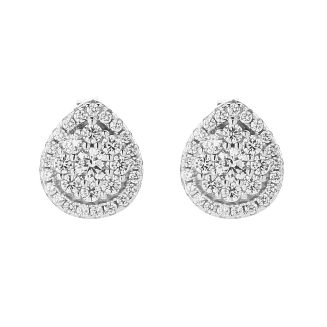Sterling Silver Cubic Zirconia Pear Halo Earrings Earrings Bevilles 
