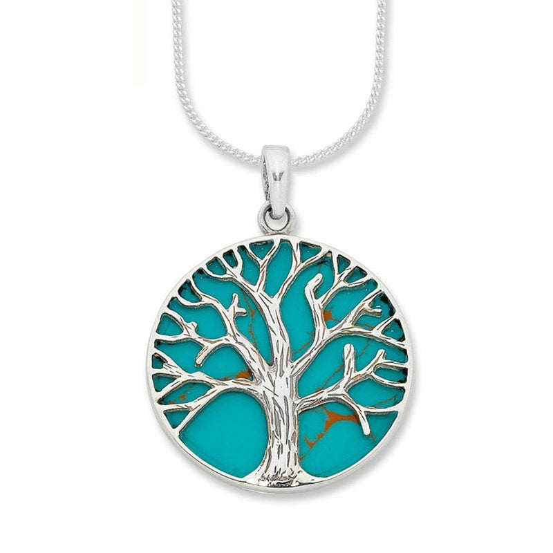 Sterling Silver Turquoise Tree of Life Necklace Necklaces Bevilles 