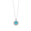March Birthstone Sterling Silver Light Blue Cubic Zirconia Halo Necklace Necklaces Bevilles 