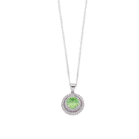 August Birthstone Sterling Silver Light Green Cubic Zirconia Halo Necklace Necklaces Bevilles 