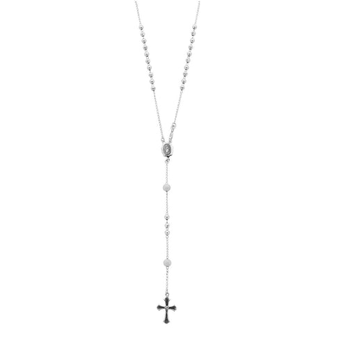 Sterling Silver Rosary Bead Necklace Necklaces Bevilles 
