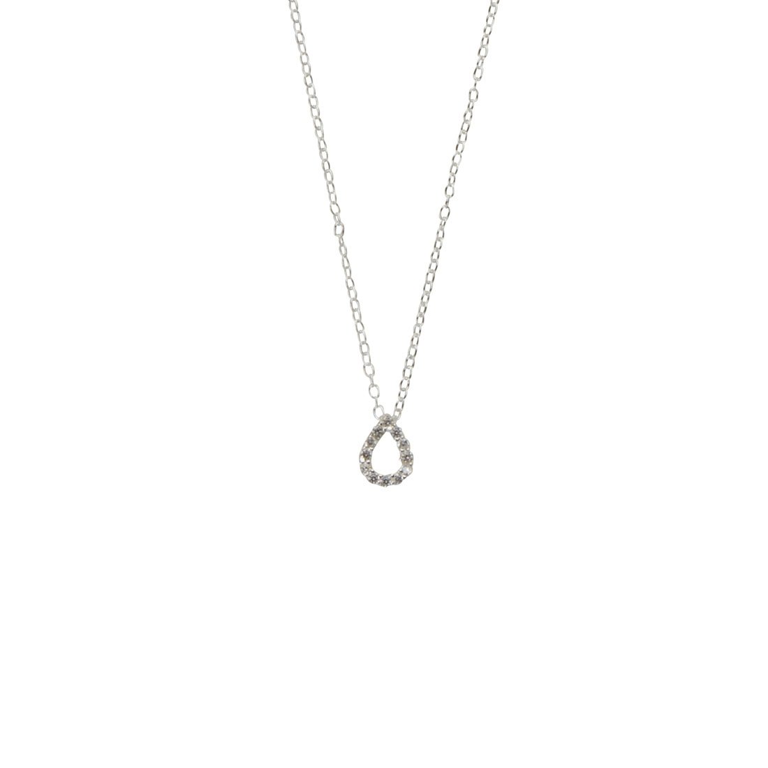 Sterling Silver Cubic Zirconia Claw Set Tear Drop Necklace Necklaces Bevilles 