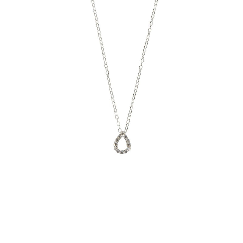 Sterling Silver Cubic Zirconia Claw Set Tear Drop Necklace Necklaces Bevilles 