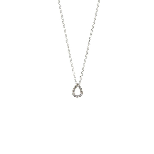 Sterling Silver Cubic Zirconia Claw Set Tear Drop Necklace Necklaces Bevilles 