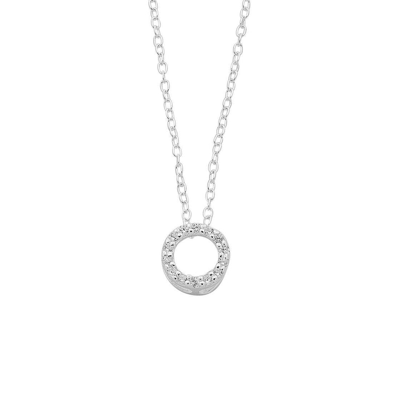 Sterling Silver Cubic Zirconia Open Circle Necklace Necklaces Bevilles 